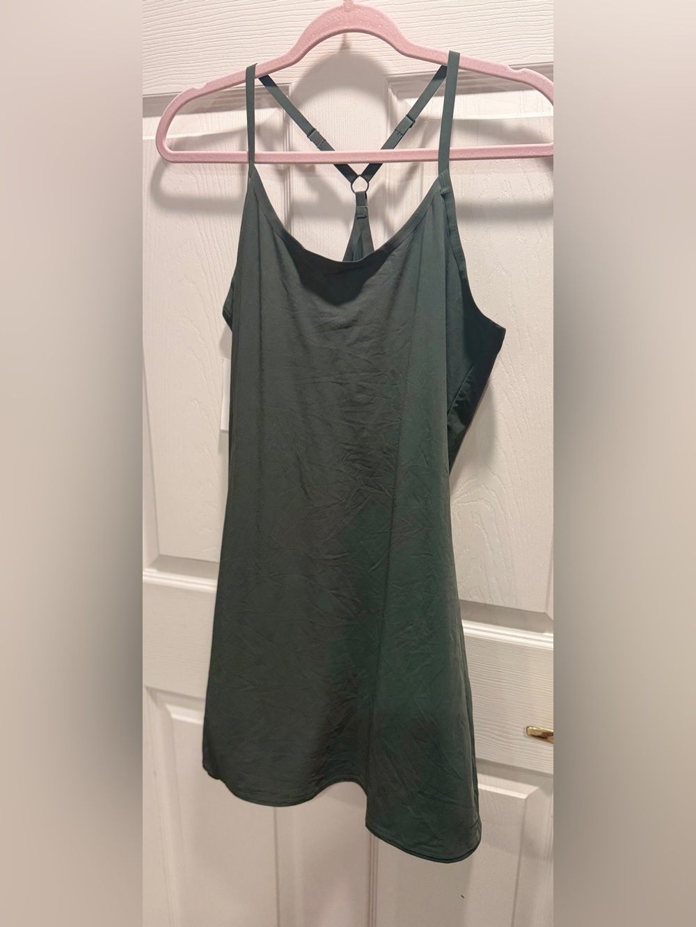 NWT Outdoor Voices Exercise Dress Medium Sage Green Built In Shorts Pockets - Picture 3 of 11